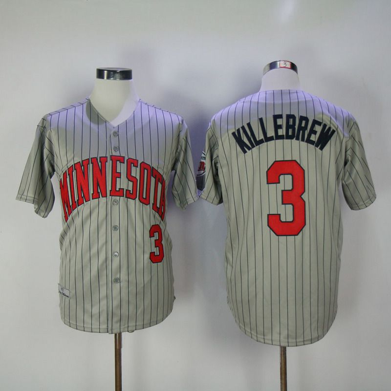 2017 Men MLB Minnesota Twins #3 Killebrew Grey Throwback Jerseys->minnesota twins->MLB Jersey